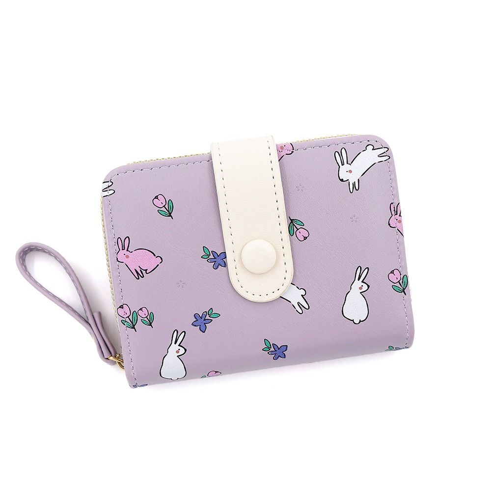 Multi-card Slot Rabbit Folding Wallet Lovely PU Leather Wallet Sweet Rabbit Purse Bag  Women