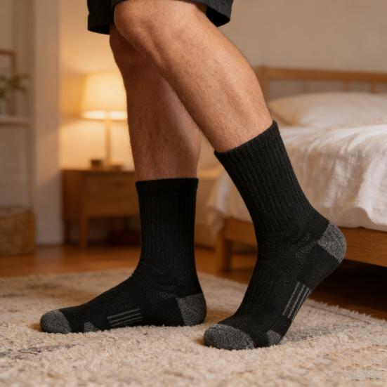 5 Pairs Men Sports Socks Breathable Athletic Crew Socks Color Block Stretchy Cushioned Socks for Workout Jogging Exercise Daily Wear