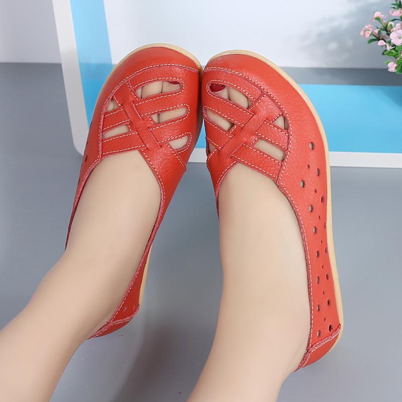 35-44 Ploché Dámské Boty Kožené Protiskluzové mokasíny Boty pro sestry Boty pro maminky Dámské sandály