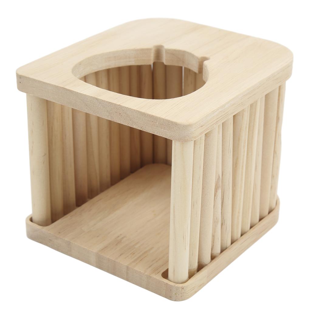 Hamster Holzhaus Halbgeschlossen DIY Leicht zu Reinigen Hamster Holzstab Flachdach Nest mit Leiter für Haustier Hamster