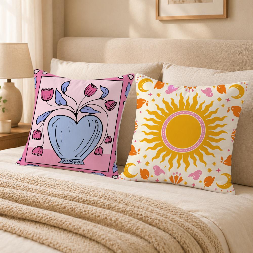 Colorful Decorative Cushion Cover Double-Sided Printed Pillow Cover Hypoallergenic Dust-Mite Proof