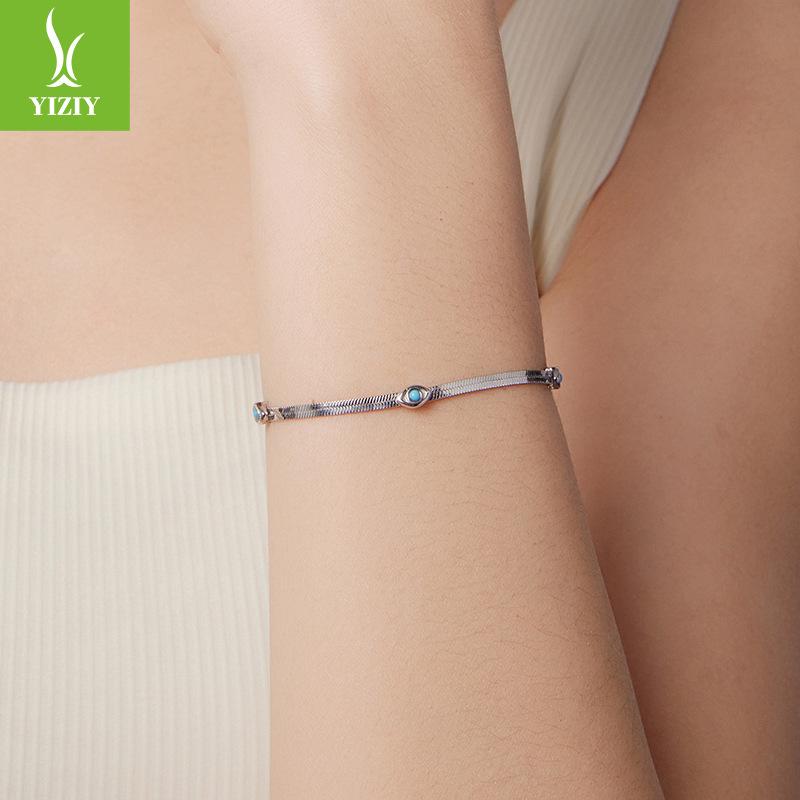 Turquoise Devil'S Eye Bracelet For Men And Women, Personality Trend S925 Sterling Silver Bracelet