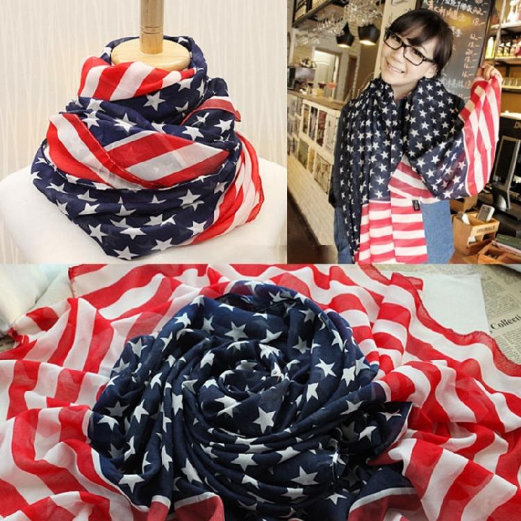 US Flag Wrap Shawl Patriotic Scarf for Festival Party Holiday Celebration Scarf