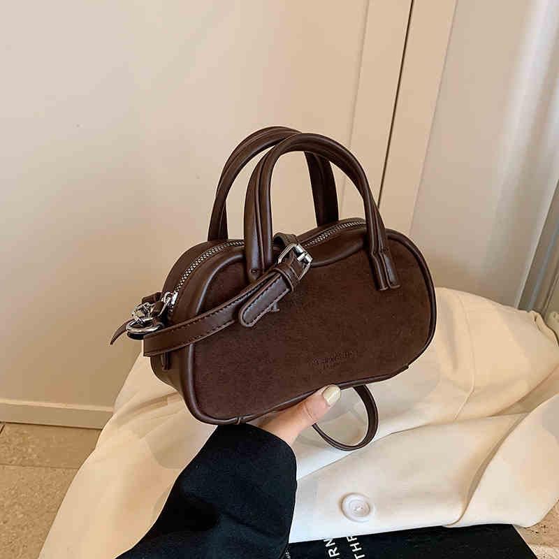 Brown Frosted Small Handbags  Autumn Winter New Pillow Bag High-end Textured Lady Commuter Crossbody Bags
