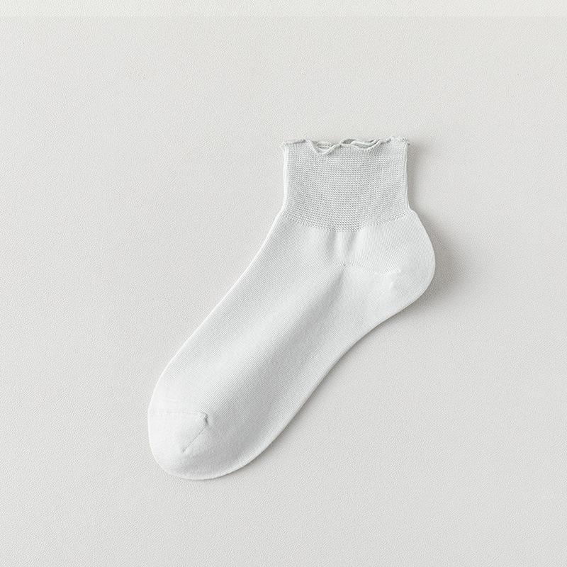 Women's Lace Loose-fitting Short Socks, Loose and Thin-mouthed Maternity Socks, Black Fungus and Lotus Leaf Rim Summer Socks