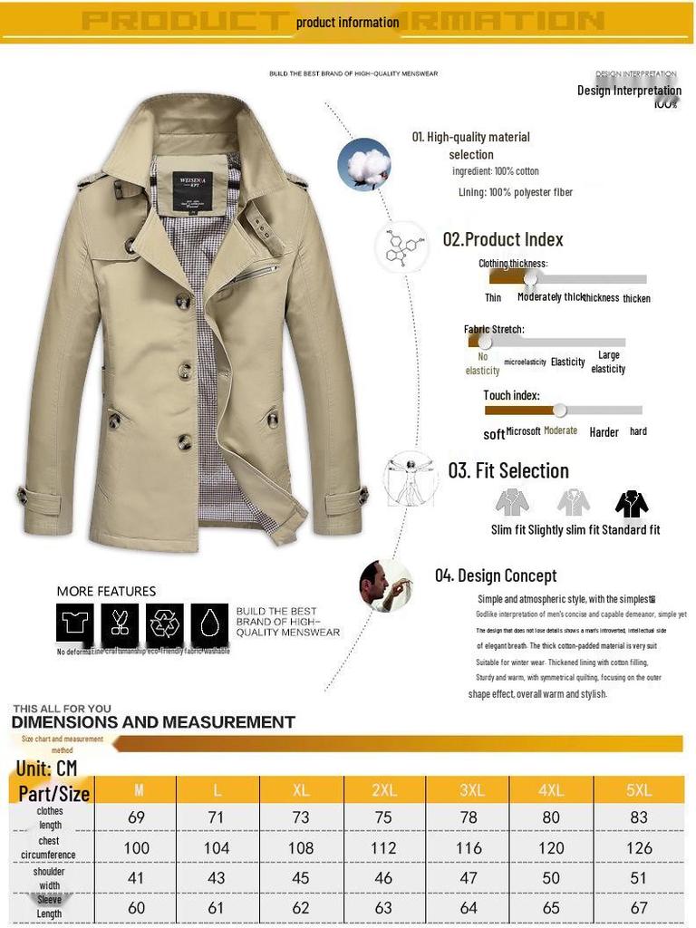 Men's Cotton Windbreaker Jacket - Spring/Autumn 2026 Collection