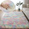 Nový Rainbow Koberec Oversied Nadýchané plyšové koberce Velké protiskluzové podlahové rohože Tie-Dye Umělecký koberec Shaggy Dětský pokoj Koberec do obývacího pokoje