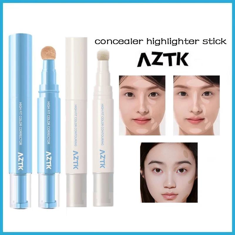 AZTK High Fit Color Corrector Liquid Concealer Pen Highlighter Stick Brightener Contouring Moisturizing Lightweight Powder Cream