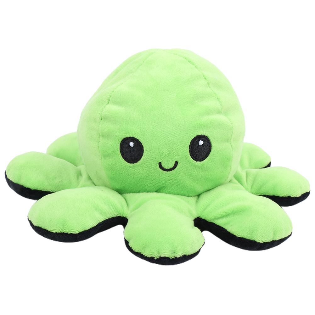 Octopus Plush Doll Reversible Stuffed DoubleSided Flip Animal Lovely Baby Toys(GreenBlack 20 x 10cm)