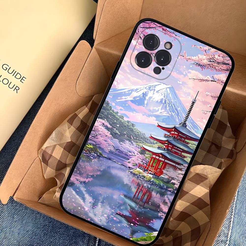 Japanese Mount Landscape Wave Phone Case For IPhone 17 Pro Max Air Back Cover 16 15 14 13 12 11 Pro Max Case