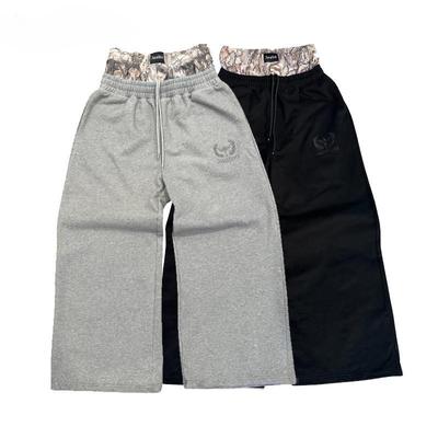 ZYLLO Y2K Retro Sweatpants Double Waisted Embroidered Camouflage Pattern Wide Leg Pants Trend Casual Streetwear Unisex Baggy Pants