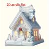 2D Flat Classic Acrylic Snowman House Tabletop Decoration, Snowman, Pine Trees, and Snowflakes, suitable for wall decoration, porch, room, villa, acce