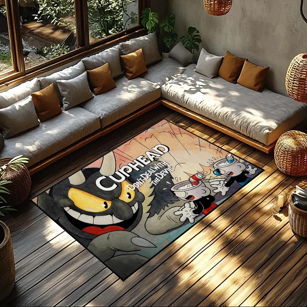 s-Spiel Door Mat Cartoon Anti-Slip Kitchen Bedroom Handmade Tufted Rug Carpet Living Room Entrance C-Cuphead Decoration
