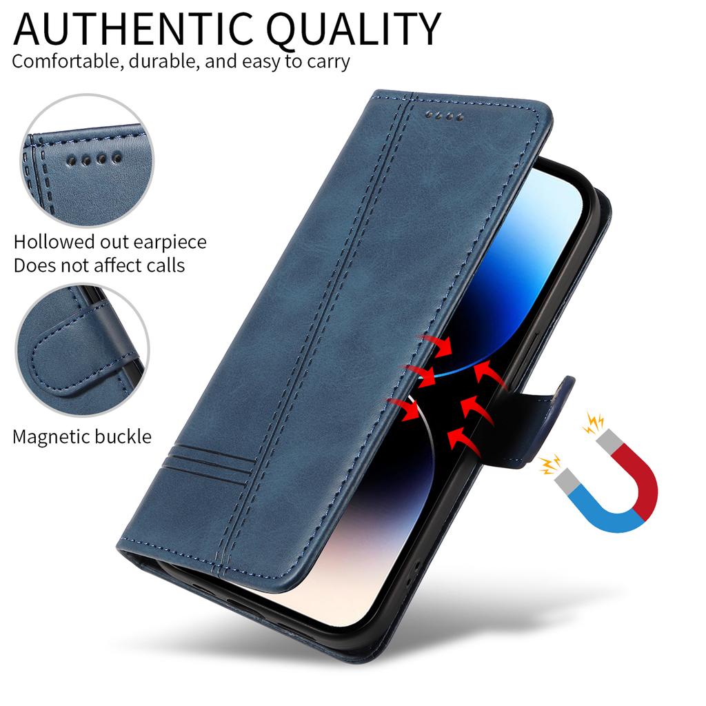 For Nothing Phone (3a) Wallet Case T-Shape Lines Leather Phone Cover Stand