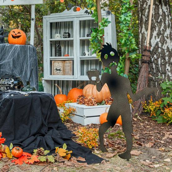 Zombie Garden Stake Metal Zombie Silhouette Yard Stake Weather Resistant Spooky Zombie