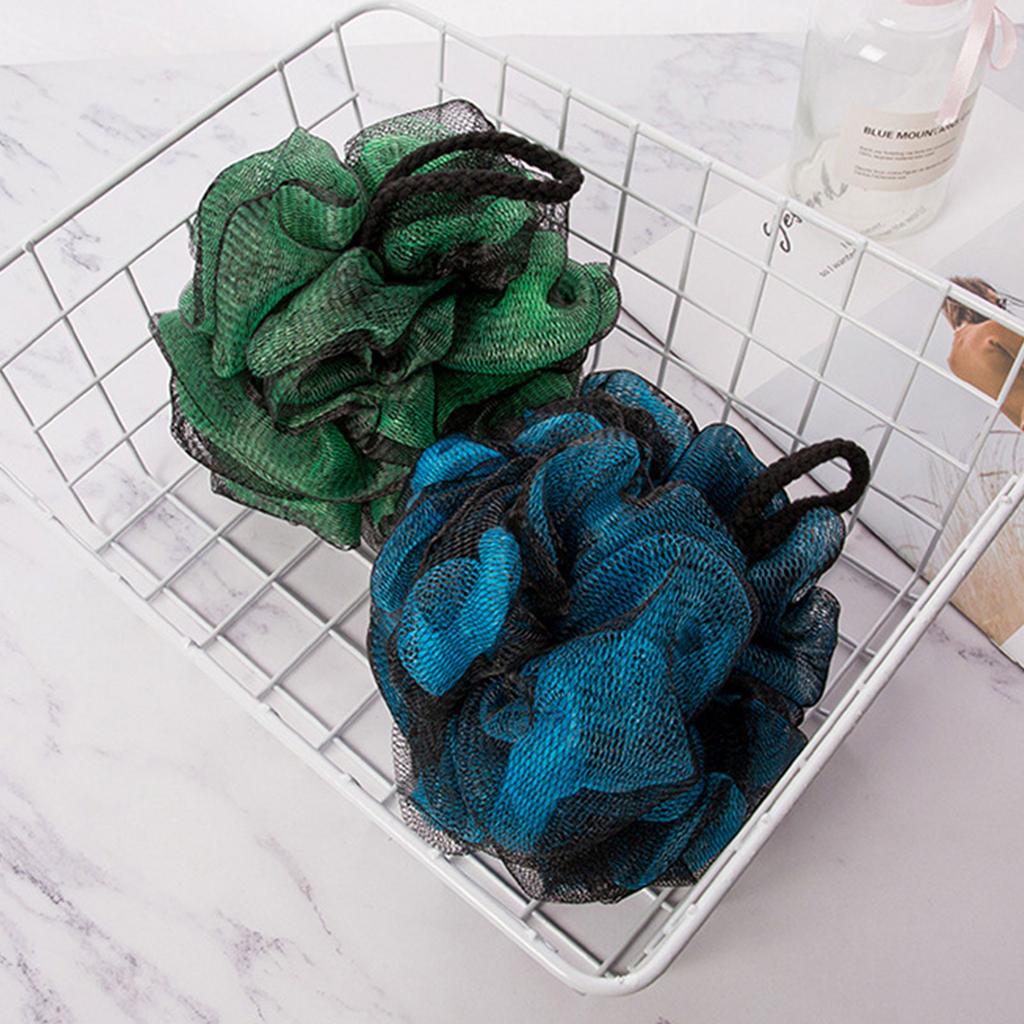 Set of 4 Bath Shower Poufs with Hanging Loops Mesh Body Scrubber Exfoliating Shower Sponge for Daily Bathing and Skin Cleansing