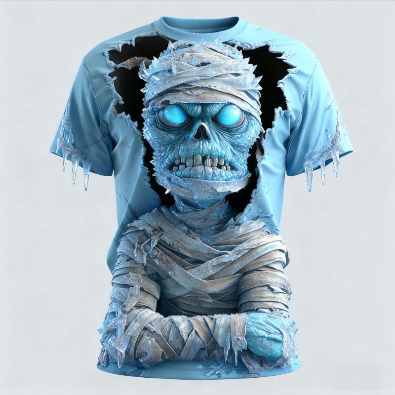 New Fashion Men's Women's Short Sleeve 3D Print Skull Pattern T-shirt Street Style Unisex Novelty Fashion Top Oversized 100-6XL