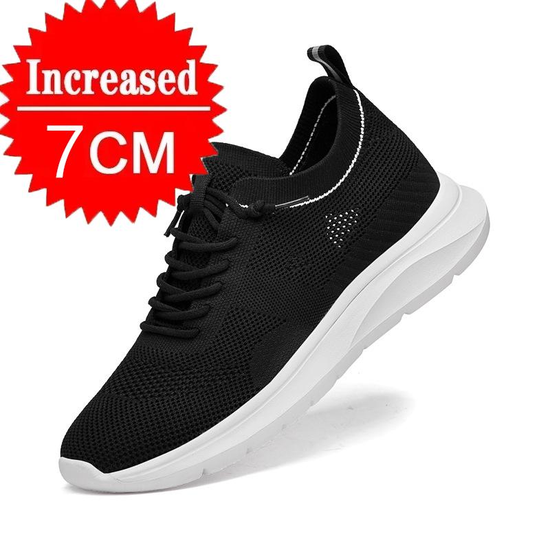 Unisex 5 7CM Height Increase Breathable Mesh Casual Shoes Lightweight Comfortable Elevator Sneakers for Men Women Walking Shoes