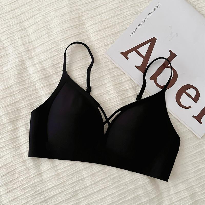 Hollow Seamless Push Up Gathering Bra For Women Comfortable Fixed Cup Breast Support