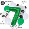 Cartoon Panda Animal Green 32inch Foil Number Balloon Set Children Birthday Party DIY Decoration Baby Shower Kids Animal Balloon