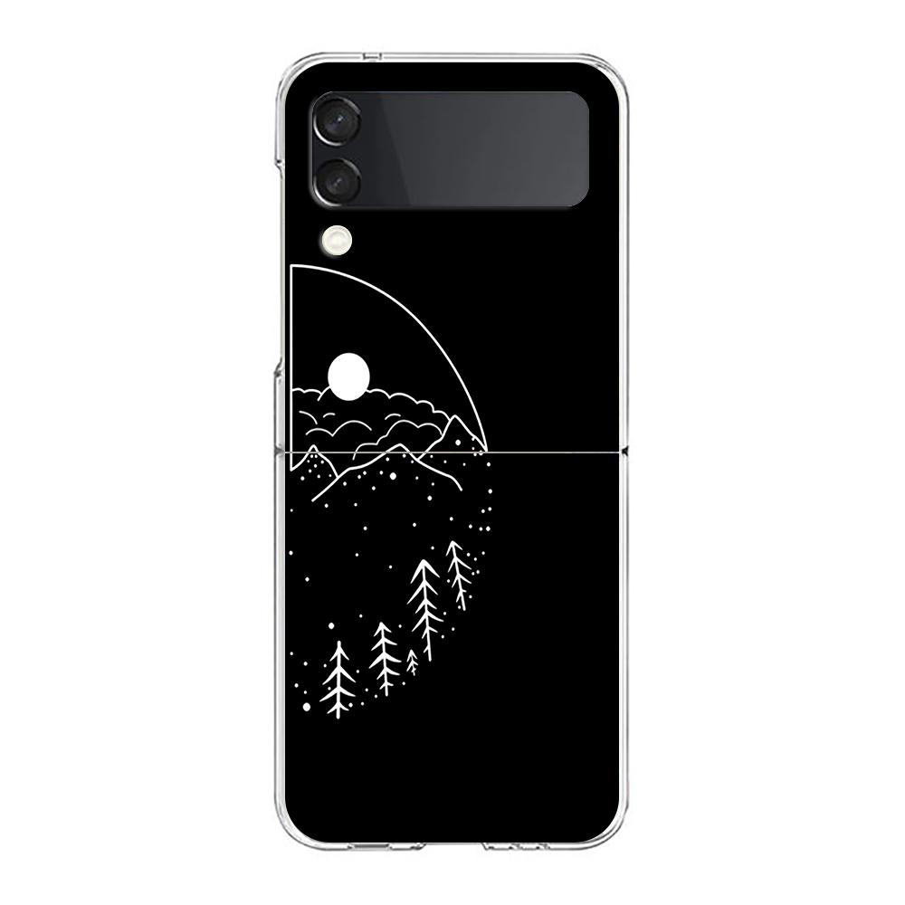 

Couple Cartoon Aesth sun moon Phone Case For Samsung Galaxy Z Flip 3 4 5 Hard Folding Clear PC For Samsung Z Flip 6 Back Cover Samsung Z Flip