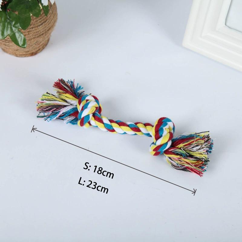 Cotton Double Knot Dog Rope Toy Chew Toy Teething Stick For Puppy Small Medium Dogs Interactive Self Entertaining Pet Play Toy
