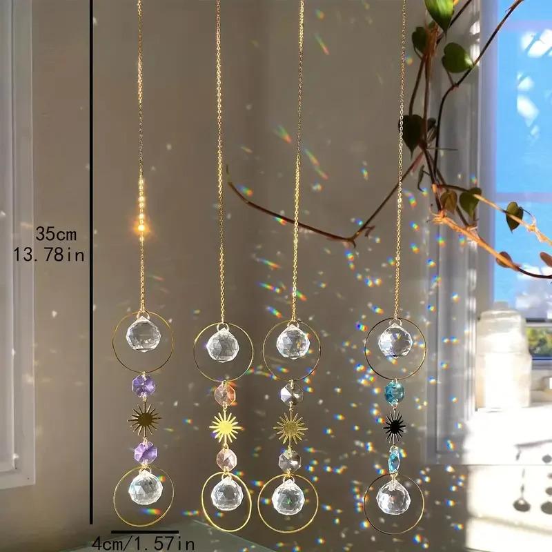 1pc Hanging Crystal Sun Catcher - Wind Chime Pendant for Wedding Parties, Home Decor, Photo Props & Outdoor Use