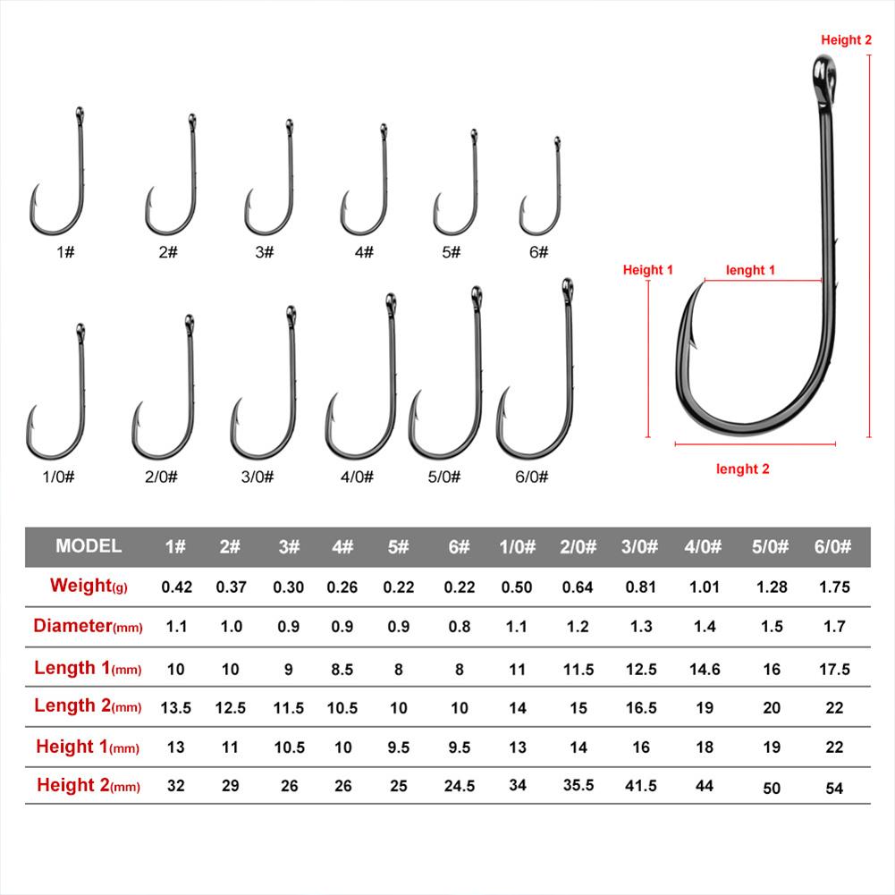 100pcs High Carbon Steel 1#-6/0# Fishing  Hook Single Barbed Hook Fishing Accessories