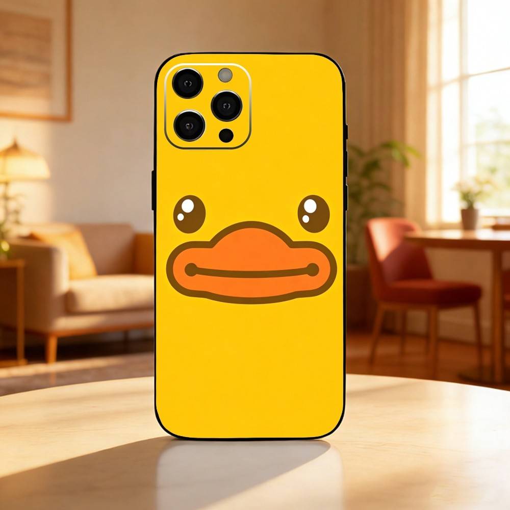 Cute B D-Duck Phone Case For iPhone17,16,15,14,13,12 Plus,Max Soft Silicone Black Cover