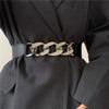 Versatile Elastic Simple Waist Belt With Gold And Silver Smooth Options Buckle