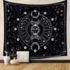 Boho Chic Wall Tapestry With Moon Phase Floral Starry Sky Design Bedroom Yoga Studio Decor