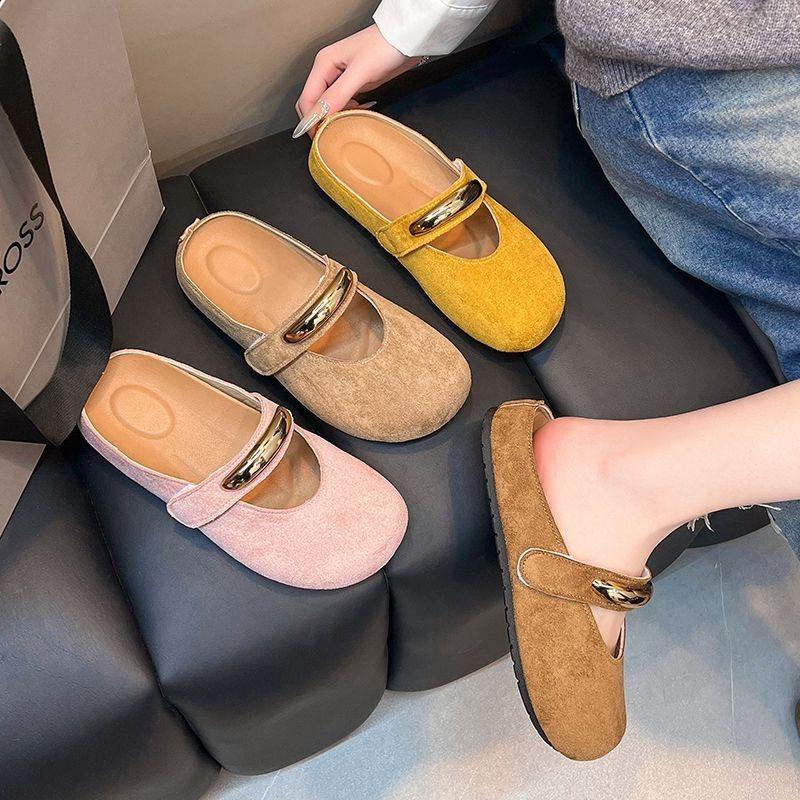 Flat-bottomed Bag Head Women's Spring Lazy Leisure New Soft-bottomed Versatile Mary Slippers