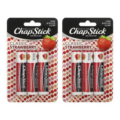 Chapstick Brand Lip Care Skin Protectant 4g, Classic Strawberry, 6 Pcs.