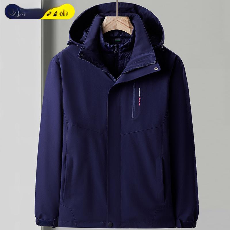 White Duck Down Detachable Three-in-one Jacket for Men, Windproof, Waterproof and Warm, Self-driving Camping and Mountaineering Clothing