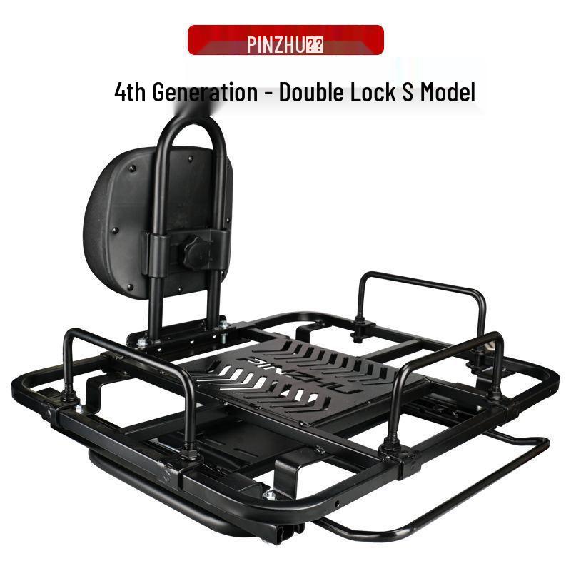 Adjustable EV Rear Rack: Motorcycle Slide Rail Cargo Bracket with Telescopic Mobile Backrest for Takeaway Box