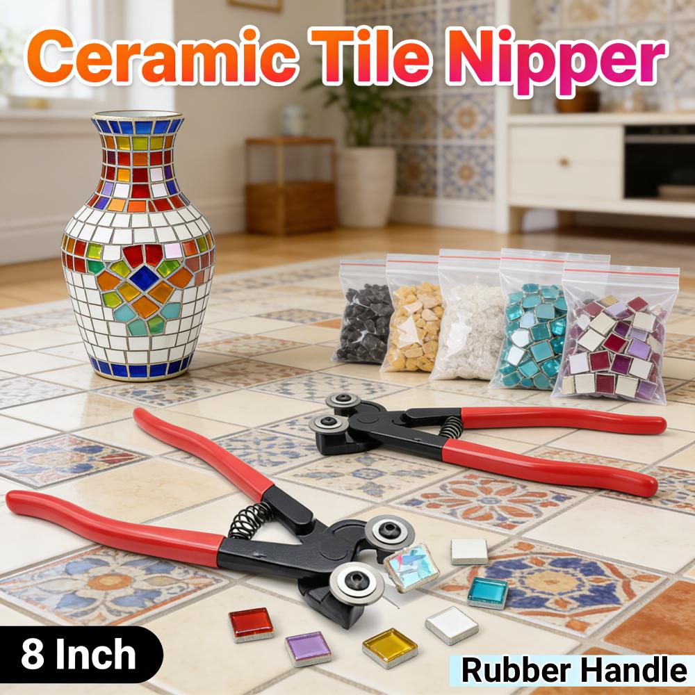 8 Inch Glass Tile Nippers W/Soft Rubber Handle Ceramic Tile Nipper Mosaic Tools Mosaic Cutter Tool for Stained Glass Ceramic rosso