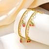 Wind Design Girl Sweet Stainless Steel Double Strawberry Cherry Bracelet, Jewelry Br-2577