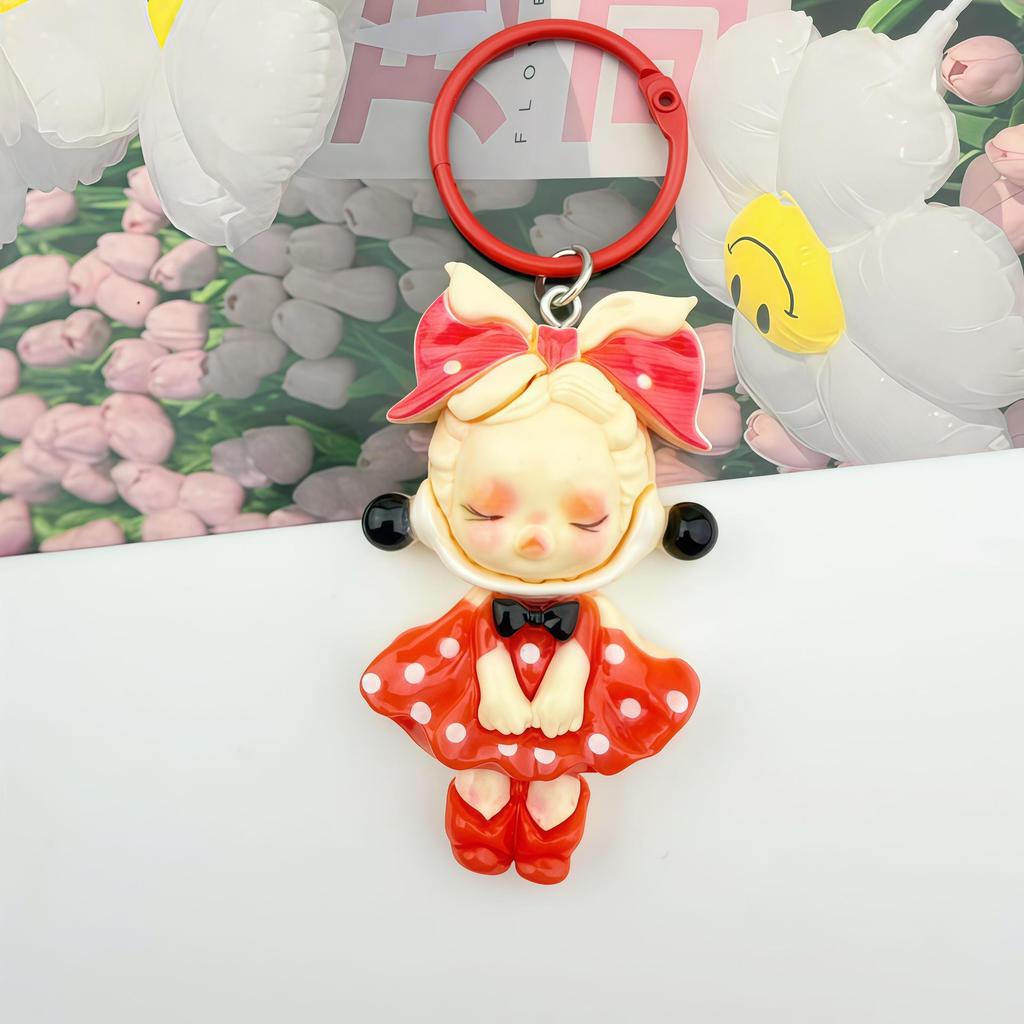 Large Bow Bubble Skirt Girl Resin Keychain Pendant Gift