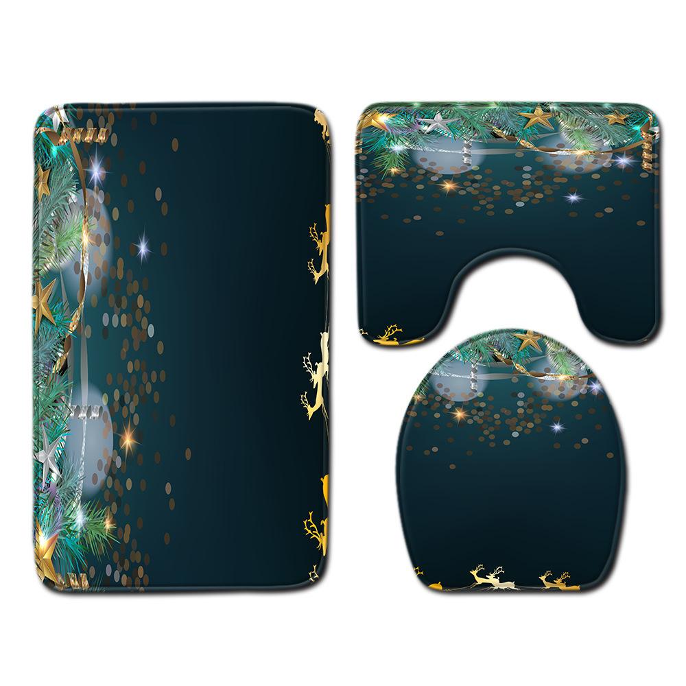 Christmas Bathroom Floor Mat Toilet Three-Piece Set