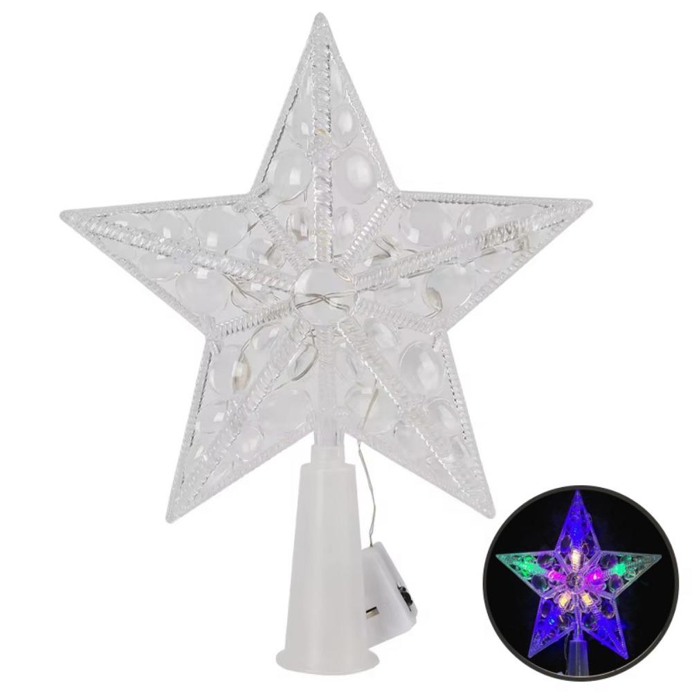 Lighted LED Lighted Star Transparent Christmas Treetop Light Xmas Light Ornaments  Holiday