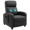 Recliner Armchair, Massage Faux Leather Push Back Reclining Chair with Adjustable Leg Rest, Side Pocket, for Home Living Room Theatre, Black