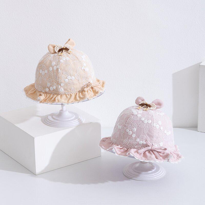 Korean Style Children's Sun Protection Lace Bucket Hat for Girls