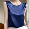 Chaleco de verano para mujer, cuello redondo, sin mangas, chaleco de satén suave, camisetas sin mangas de ajuste Regular, camisola informal para clubes, ropa diaria