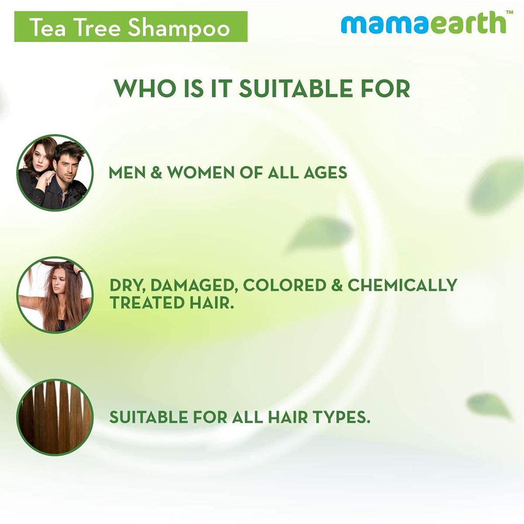Mamaearth Tea Tree Anti Dandruff Shampoo For Itchy Scalp & Oily Hair Control, Soothing Cleanser For All Hair Types, 250ml Bottle