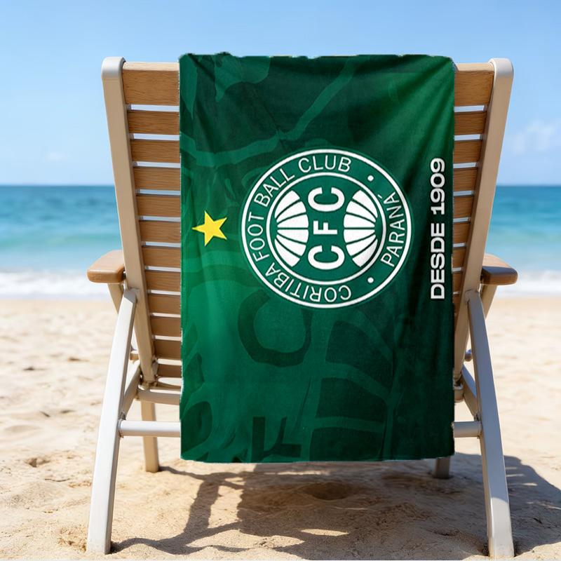 Green Football Club Emblem Printed Beach Towel, Super Soft Microfiber, Perfect Gift Birthday, for Pool, Beach, Travel, for family and friends