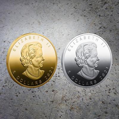 Kanada, Ahornblatt, Gold- und Silbermünzen, 2021, Ahornblatt-Gedenkmünze, Königin von Europa und Amerika Goldmünze, Sammlung, Geschenk