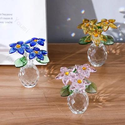 Işık Lüks Renkli Kristal Vazo Yatak Odası Dekoru Cam El Sanatı Çiçekler Sanat Heykelcik Ev Oturma Odası Dekorasyon Aksesuarları