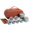 Celadon Ge kiln opening film can raise outdoor portable travel tea set, one pot and three cups of Kuaike tea cup gifts