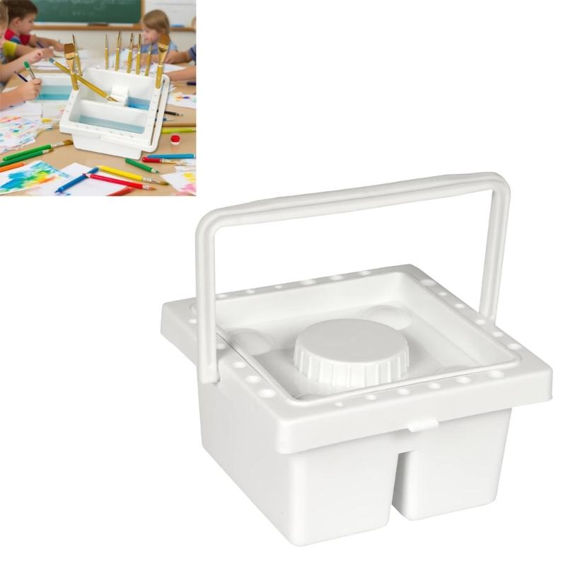Combined Paintbrush Care Unit Solvent Resistant Design With Lid And Carrying Handle 6.5x6.5x3.5 Storage System