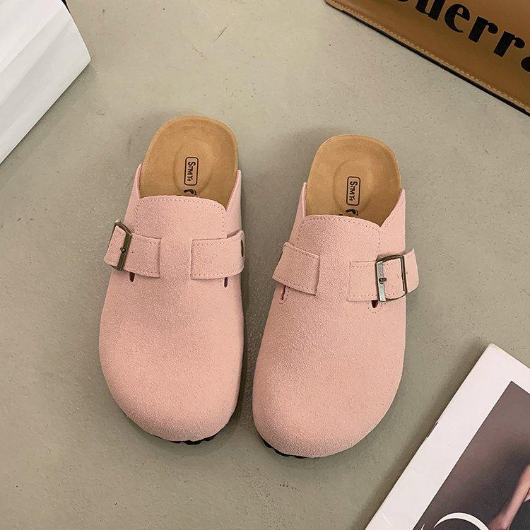[Ziyan] Retro half-drag comfortable cork Boken shoes 2025 new flat-bottomed outer wear casual bag head slippers